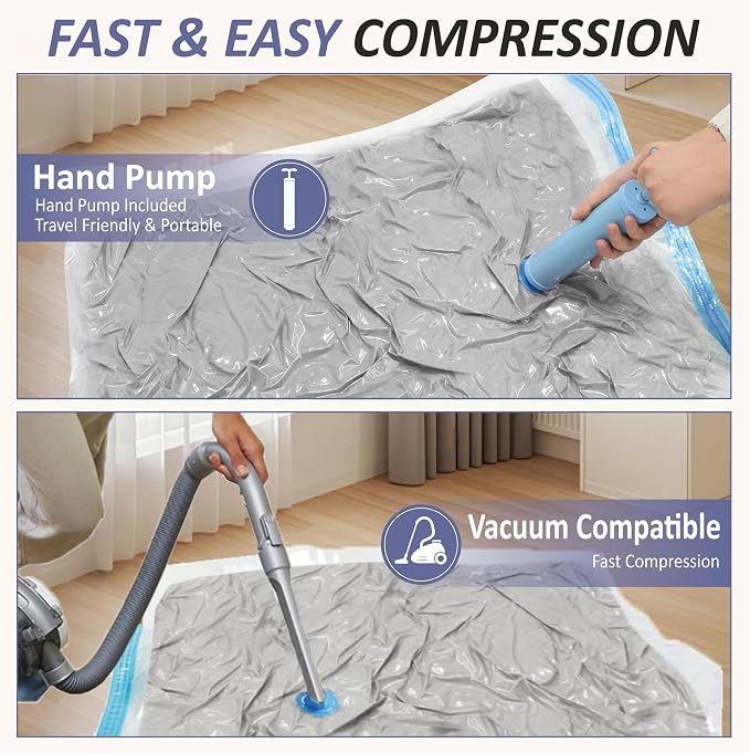 Cozy Essential Vacuum Storage Bags, 80% Compression Vacuum Seal Space Saver - Image 6