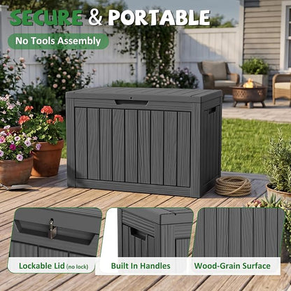 DRATO 50 Gallon Outdoor Storage Box Waterproof, Lockable Resin Deck Box - Image 4