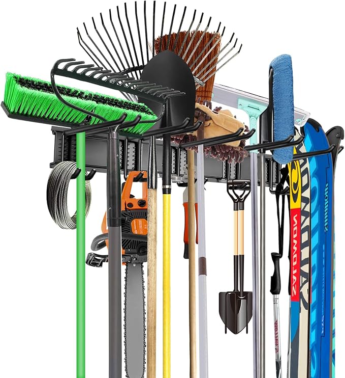 WALMANN Wall Mount Tool Organizer, Mop and Broom Holder, Garage Tools Storage by WALMANN