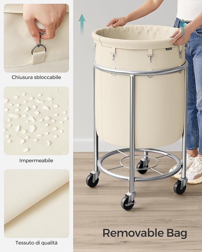 SONGMICS Laundry Basket, Rolling Steel Frame - Image 5