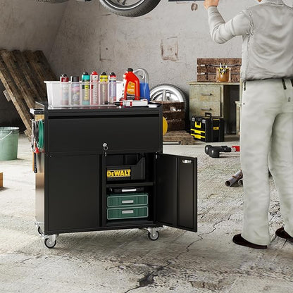 Aobabo Metal Cabinet on Wheels, Metal Garage Cabinet - Image 4