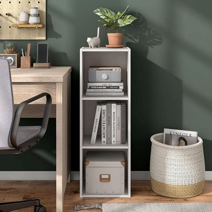 Homes: Inside + Out Apexa 3-Cube Storage Organizer Shelves, Stackable Wood - Image 2