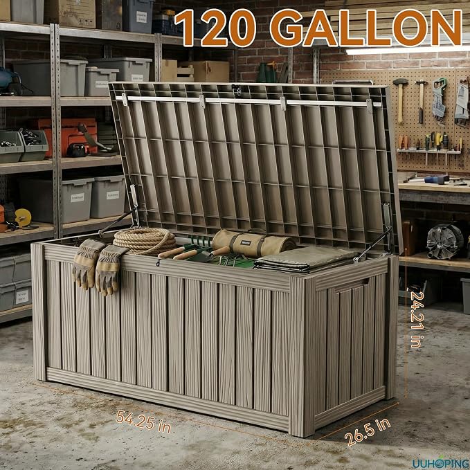 150 Gallon Outdoor Deck Box, Resin Waterproof Storage Box - Image 4