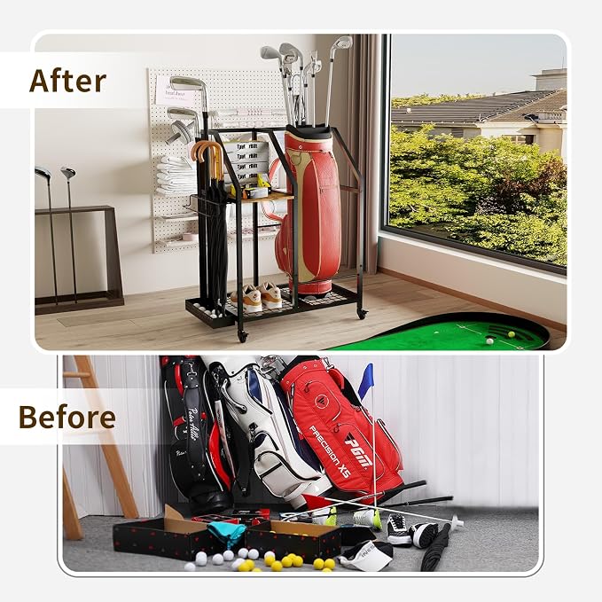 Golf Storage Organizer for Garage, Golf Bag Storage Rack - Image 7