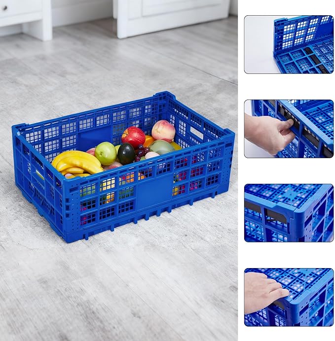 Collapsible Storage Crates, 52 Liter Heavy Duty Foldable Plastic Crates - Image 6