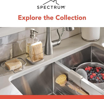 Spectrum Sink Saddle for Kitchen Sink Warm Gray Clear Sponge and Brush Holder - Image 6