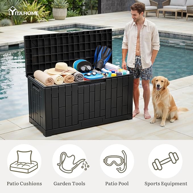 YITAHOME 60 Gallon Outdoor Storage Box, Waterproof Resin Deck Box - Image 5