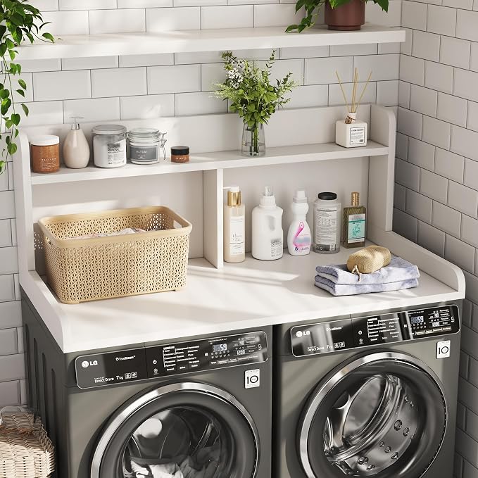 2-Tier Washer Dryer Countertop, 18.5" Raised Height Laundry Countertop - Image 2