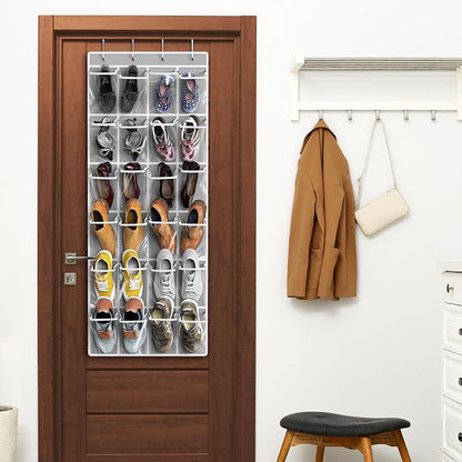 Simple Houseware 24 Pockets Large Clear Pockets Over The Door Hanging Shoe - Image 6