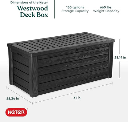 Keter Westwood 150 Gallon Resin Large Outdoor Storage Box - Image 2