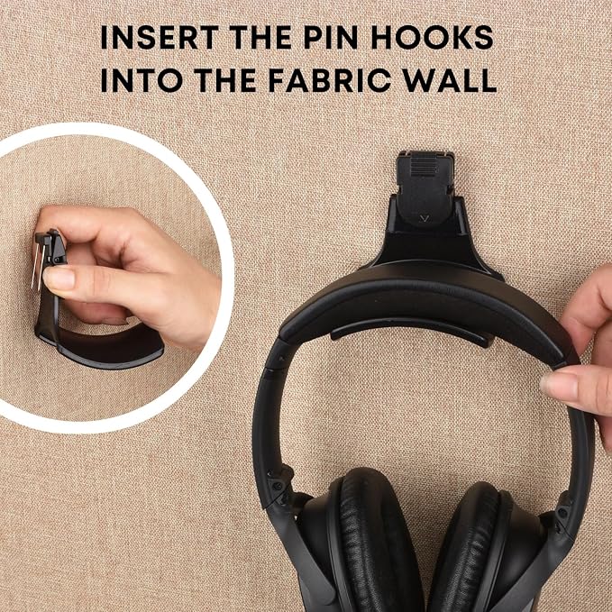 Fabric Wall Headphone Stand for Office, Cubicle Headphone Holder for Work Decor - Image 3