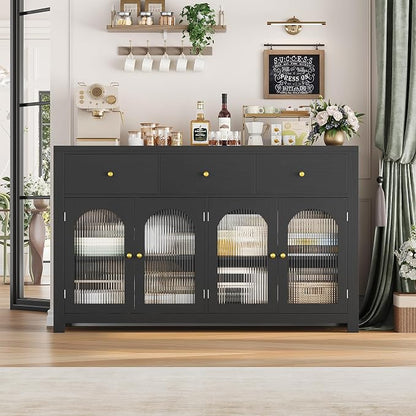 FINETONES Buffet Cabinet with Storage, 55.1" Large Sideboard Buffet Farmhouse - Image 4