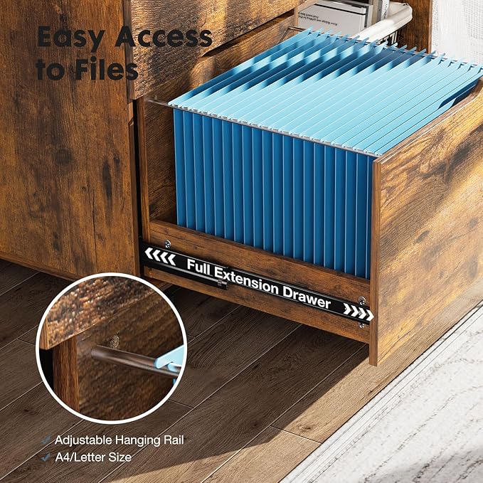 DUMOS File Cabinet with 3 Drawers, Wood Under Desk Storage Printer Stand | - Image 7