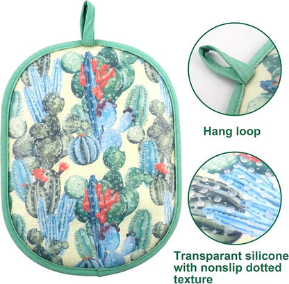 Pot Holders Set of 2 with Transparent Clear Silicone Shell and Nice Cactus - Image 3