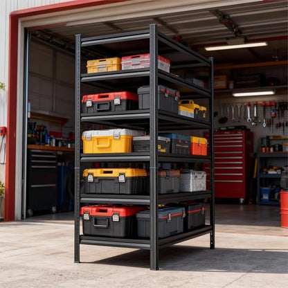 Storage Shelves, Garage Metal Shelving Unit, Adjustable, Double-Layer Column - Image 2
