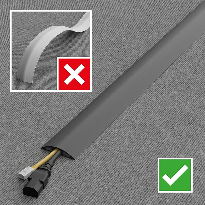 D-Line 6ft Floor Cord Cover, Cable Channel, Protect Cords, Prevent Trips - Image 7