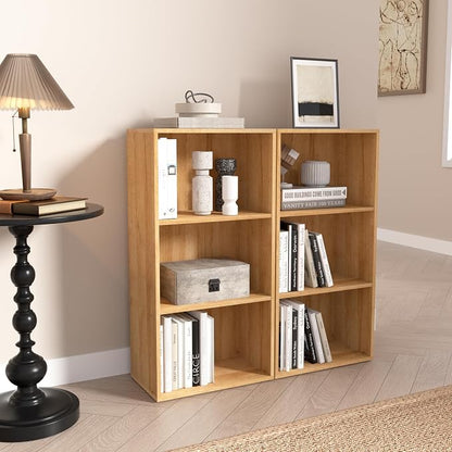Wooden 3 Cube Storage Organizer, 3 Tier Low Bookcase Freestanding Storage - Image 6