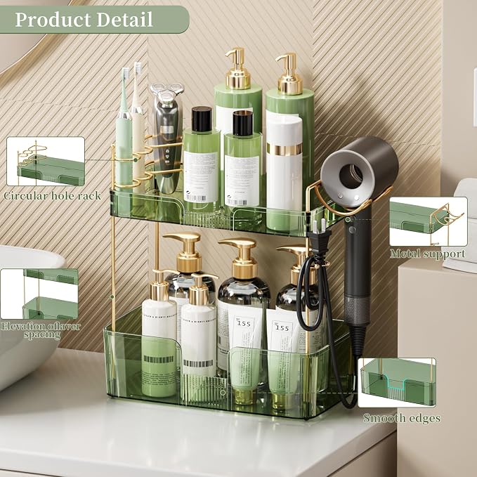 YCIA&DONE Luxury Bathroom Counter Organizer, Large Makeup Organizer Countertop - Image 2