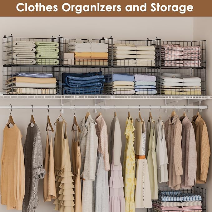 4-Tier Stackable Closet Organizers and Storage Shelves, Clothes Shelf Organizer - Image 7