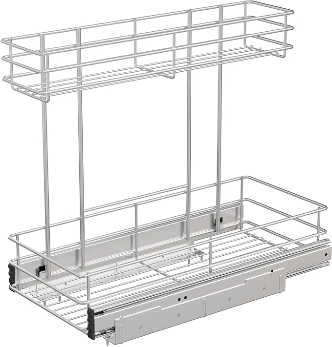 Under Sink Organizer 9"W X18.5"D，Pull Out Cabinet Organizer 2 Tier，Under Sink - Image 7