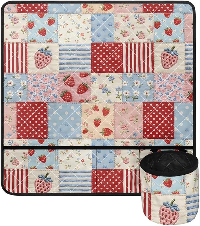 Strawberry Patchwork Sewing Machine Mat Sewing Machine Carrying Pad Reduce - Image 2