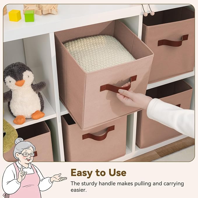 GRANNY SAYS Cube Storage Bins, 11 Inch Cube Organizer, Dusty Pink, Sturdy - Image 5
