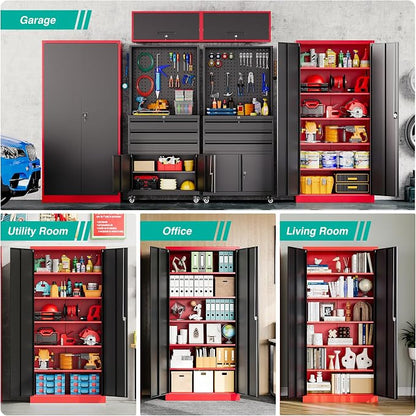 SISESOL Red Metal Storage Cabinet - Image 5