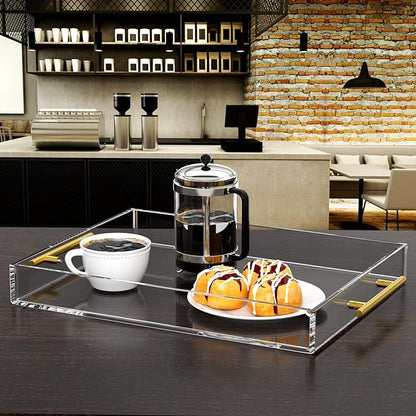 NIUBEE Clear Serving Tray 12x16 Inches -Spill Proof- Acrylic Decorative Tray - Image 4