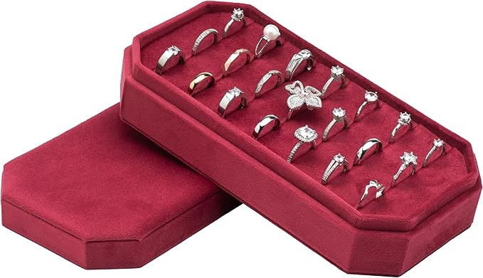 Velvet Ring Organizer Display Tray Jewelry Box Earring Holder Case by COWFEX
