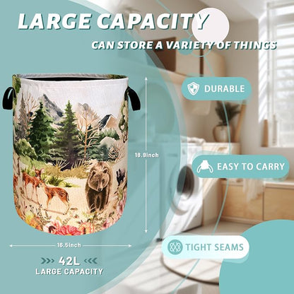Watercolor Animals Laundry Hamper - Image 2