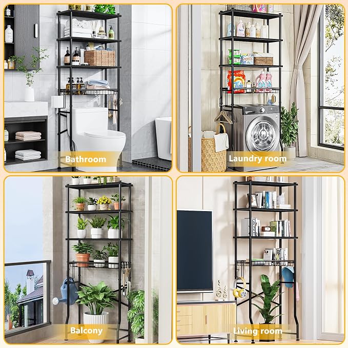Mlinavn Over-The-Toilet Storage Rack, 4-Tier Bathroom Organizer Shelf Over - Image 4