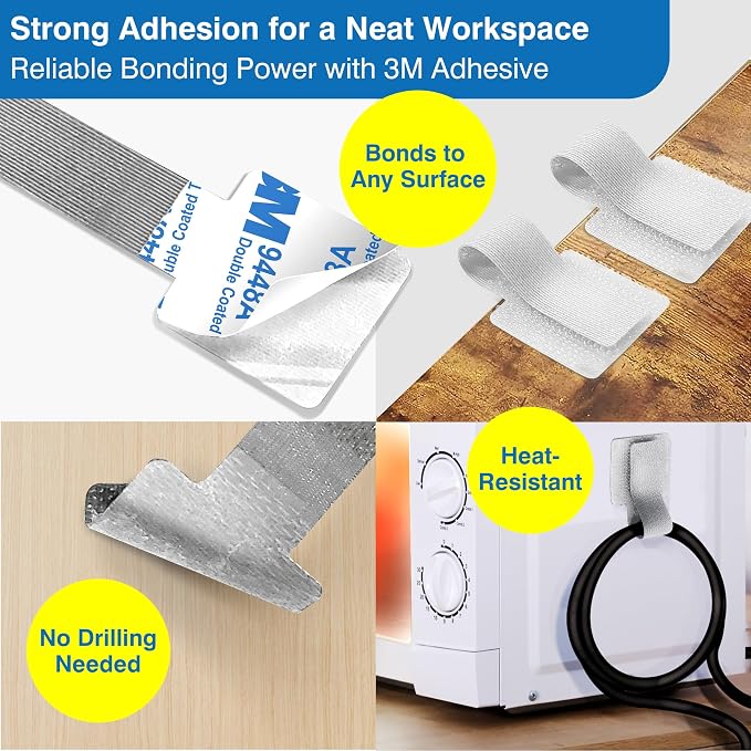 Cable Management Kit – 40 Self-Adhesive Hook and Loop Ties - Image 3