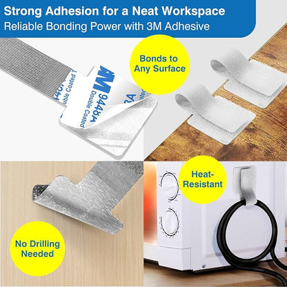 Cable Management Kit – 40 Self-Adhesive Hook and Loop Ties - Image 3