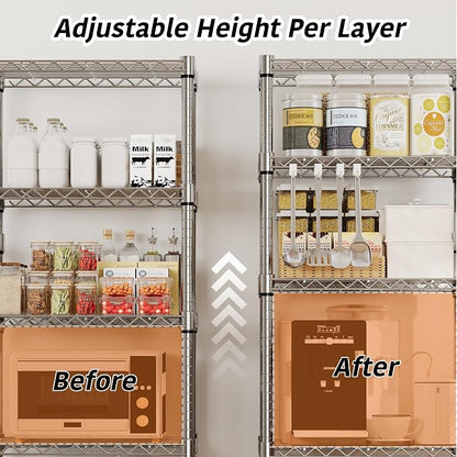 Garvee 5-Tier Storage Shelves Heavy Duty Metal Wire Rack Shelving, 1100 LBS - Image 4