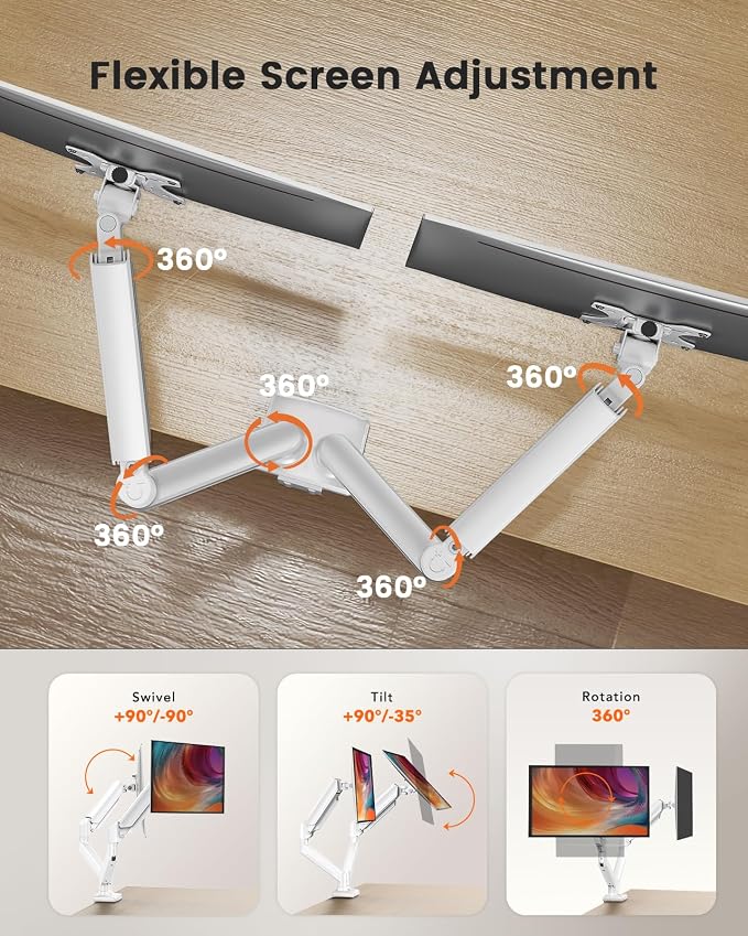 ErGear Dual Monitor Stand up to 32 inches Screen, Load-Bearing Max 22 lbs Each - Image 4