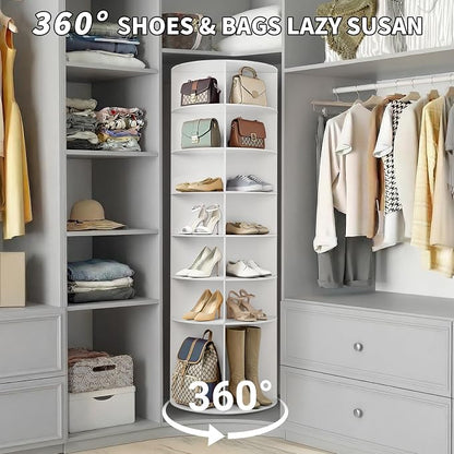 Karl home White 7 Tier 360° Rotating Shoe Rack Tower, Spinning Shoe Display | - Image 8