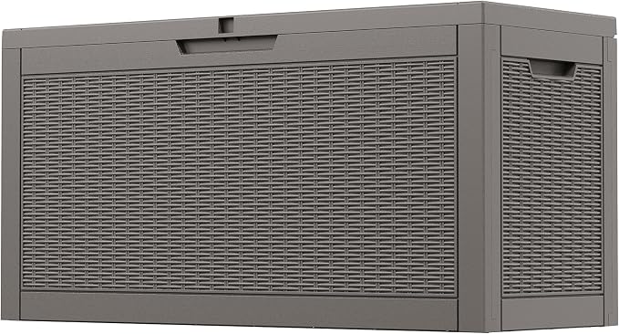 Outdoor Storage Box, 60 Gallon Outside Deck Box Waterproof, Resin Outdoor by NUNULAB