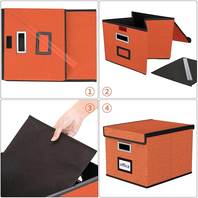File Organizer Box with Lids, Collapsible File Folder Organizer | File Box with - Image 7