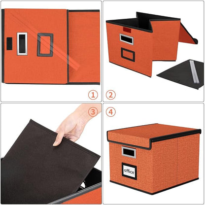 File Organizer Box with Lids, Collapsible File Folder Organizer | File Box with - Image 7