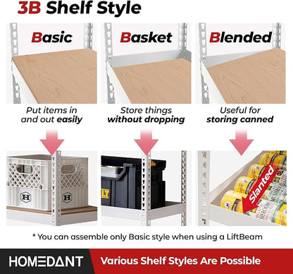 HOMEDANT 5 Tier Storage Shelves Adjustable Laminated Boltless Garage Metal - Image 4