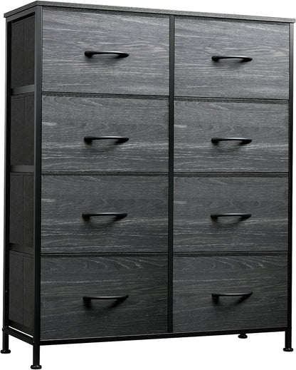 WLIVE 8 Drawer Fabric Dresser for Bedroom, Tall Storage Tower, Charcoal | Black by WLIVE