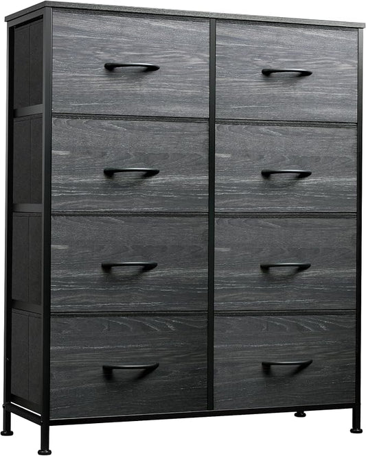 WLIVE 8 Drawer Fabric Dresser for Bedroom, Tall Storage Tower, Charcoal | Black by WLIVE