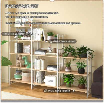 4NM No Assembly 3 Tiers Folding Bookshelf - Image 5