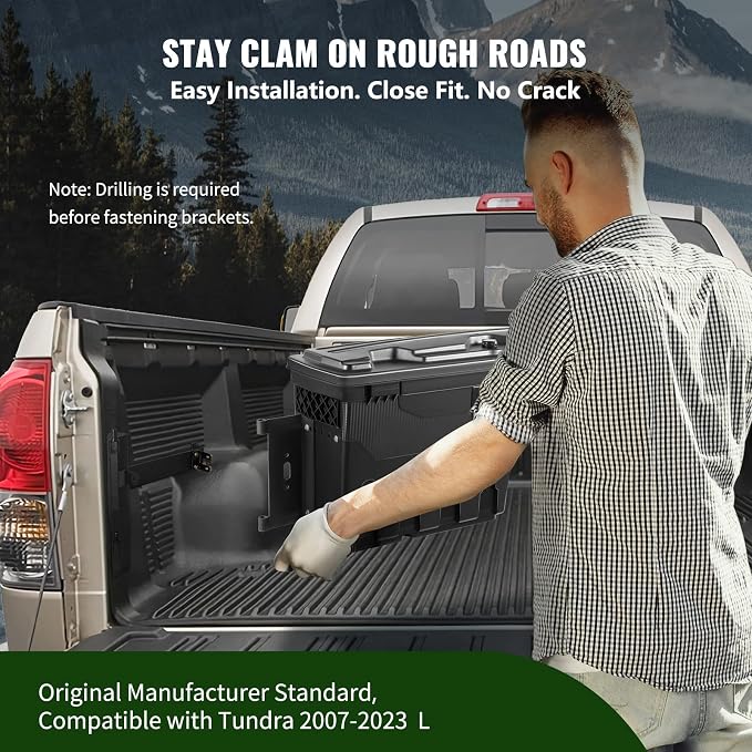 VEVOR Truck Bed Storage Box, Lockable Lid, Waterproof ABS Wheel Well Tool Box - Image 7