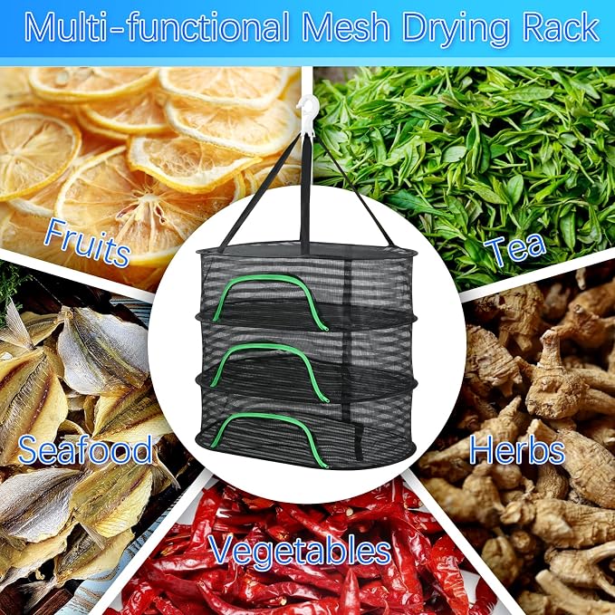 Hanging Drying Rack, Foldable Mesh Drying Net 3 Layers Hanging Dry Basket - Image 6