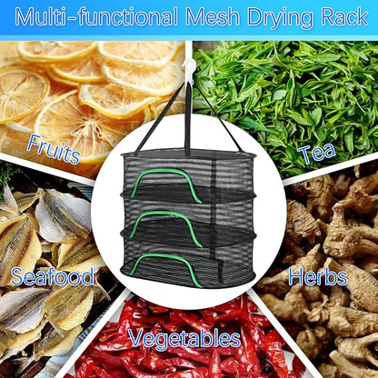 Hanging Drying Rack, Foldable Mesh Drying Net 3 Layers Hanging Dry Basket - Image 6