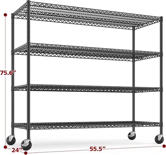 REIBII 55.5''W Storage Shelves 2500LBS Wire Shelving Unit - Image 3