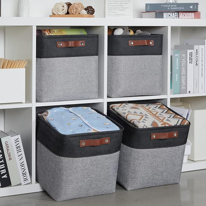 HNZIGE Decorative Storage Basket Linen Cube Storage Baskets - Image 3