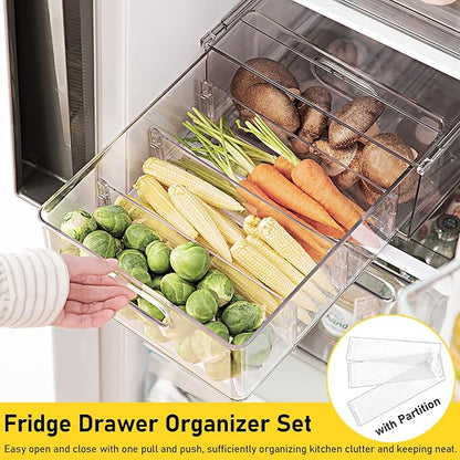 2 Pack Refrigerator Organizer Bins Stackable Fridge Organizer Set - Image 4