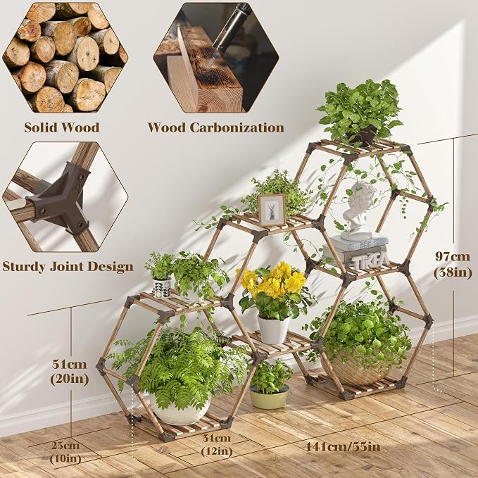 Tikea Plant Stand Indoor Outdoor Hexagonal Plant Stand - Image 5